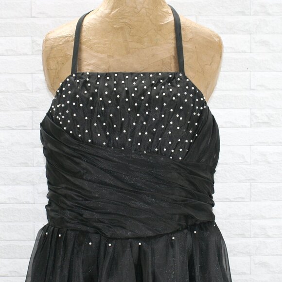 Dress Ball Gown Beaded Homecoming Prom Pearl Beaded Black Plus Size 18 - Picture 5 of 13